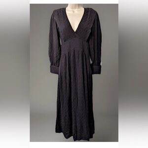 Ba&Sh Designer Lamia Midi Long Dress High Waist Long Sleeve Black XS / Size 2